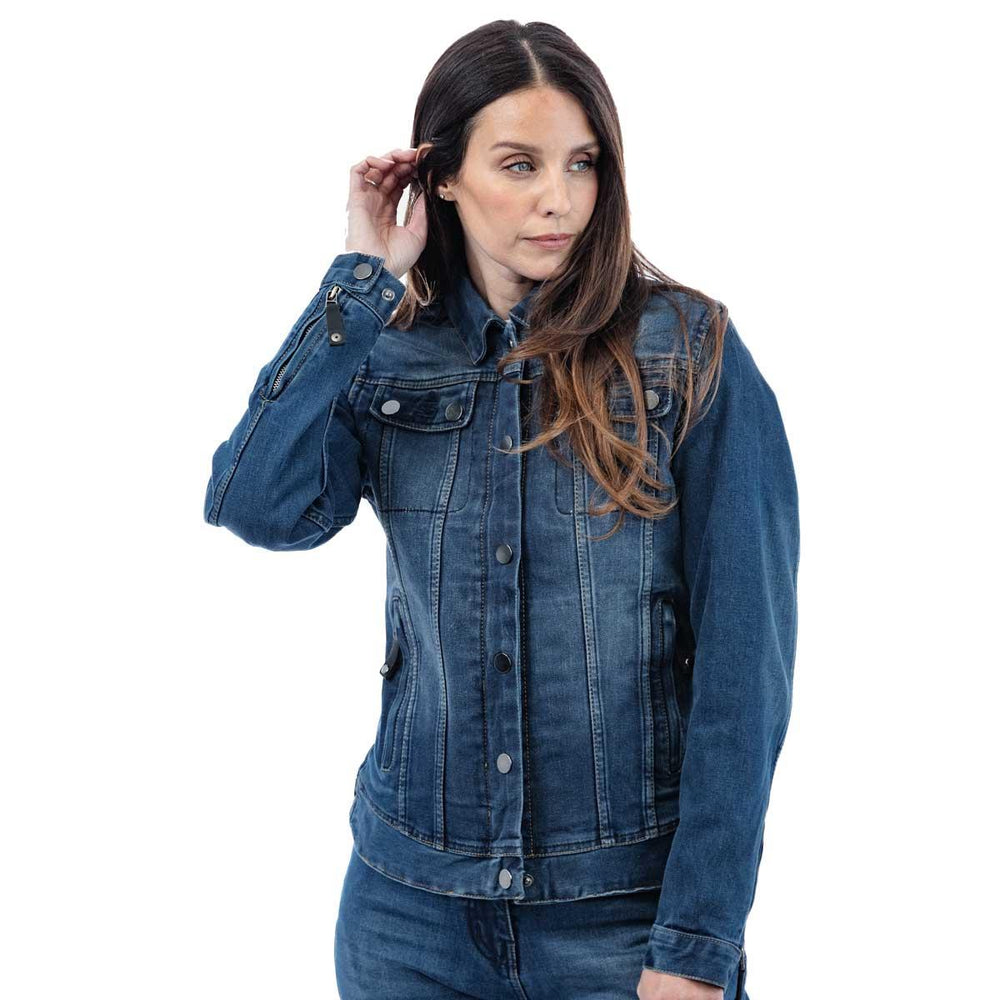 Spada Tura Trucker Ladies Motorcycle Jacket - Washed Blue