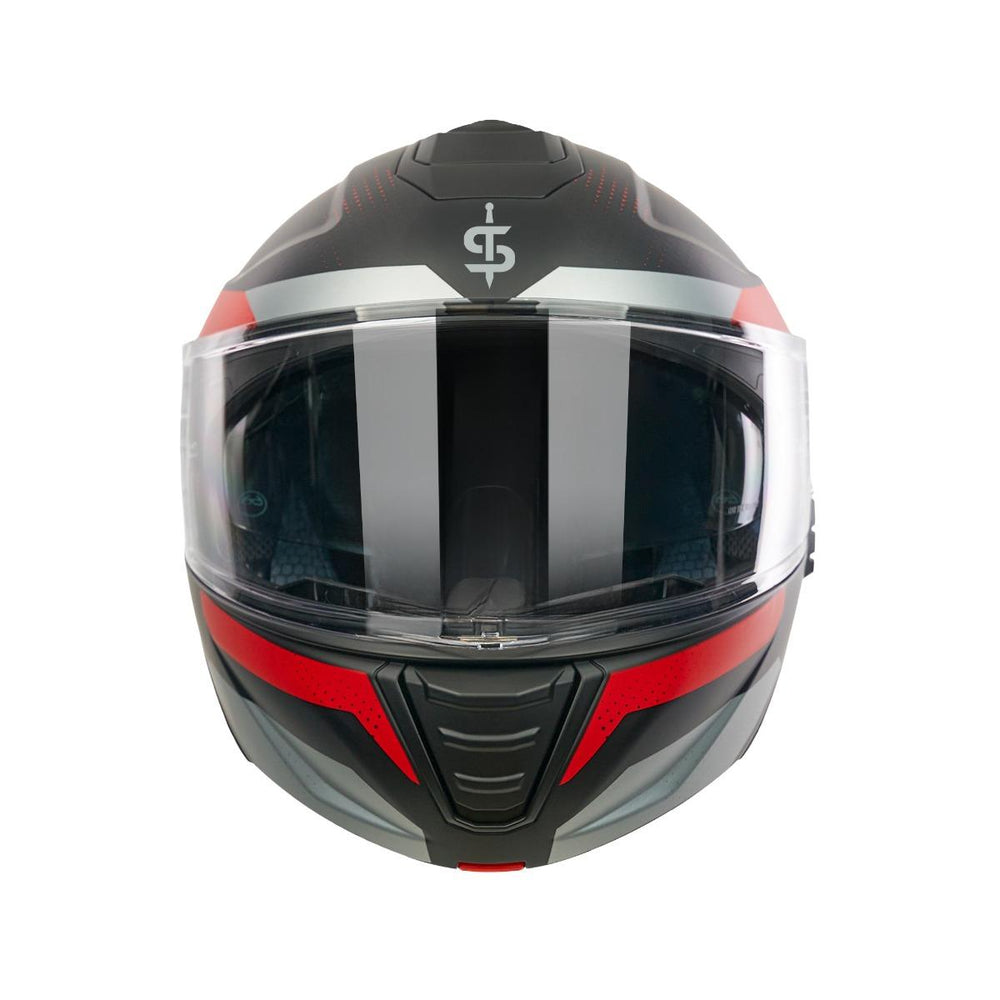Spada Orion 2 Geo Camo Flip Front Motorcycle Helmet - Matt Red
