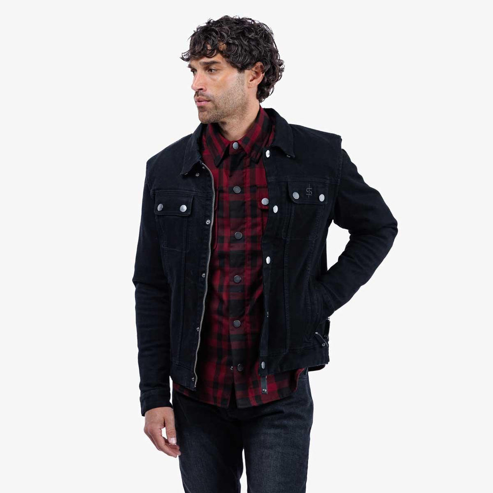 Spada Tura Trucker Men's Motorcycle Jacket - Solid Black