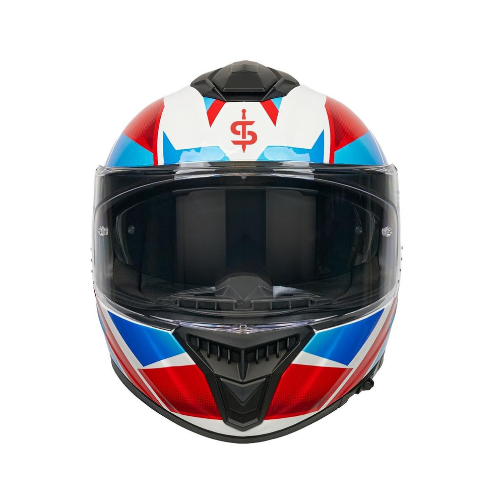 Spada Blade Sabre Full Face Motorcycle Helmet - White/Blue/Red