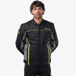 Spada Pace Rev 2 Waterproof Motorcycle Jacket - Black/Grey/Fluro Yellow