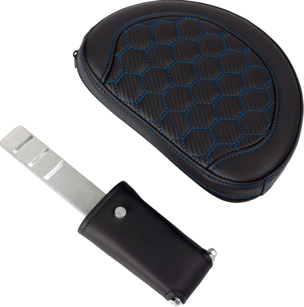 Saddlemen Honeycomb Roadsofa Seat With Backrest For Harley Davidson FLH 1868 2021 - Black/Blue (Driver Seat Length: 39.5 cm)