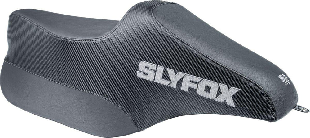 Slyfox 2 Up Race Tall Seat For Harley Davidson FLHR 1584 2008-2011 Carbon Fiber/Silver Logo - Black