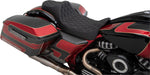 Drag Specialties Extended Reach Predator III Seat For Harley Davidson FLHR 1584 2008-2011 Double Diamond - Black/Silver