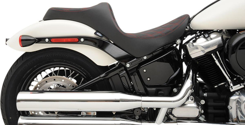 Drag Specialties Predator III Double Diamond Seat For Harley Davidson FLDE 1750 2018-2020 - Black Red
