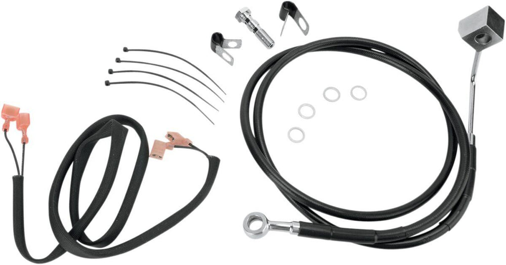 Drag Specialties Stainless Steel Brake Hose Kit For Harley Davidson FLSTC1340 1988-1999 Rear - Black