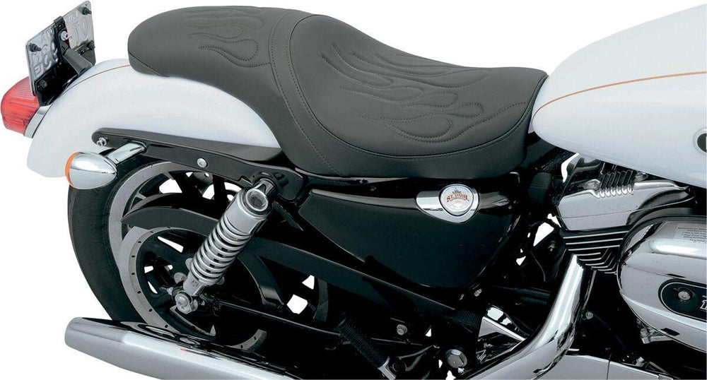 Drag Specialties Predator Seat For Harley Davidson XL 1200 C 2004-2020 Flame Stitched - Black