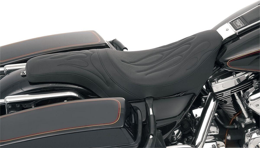 Drag Specialties Predator Flame Stitched Seat For Harley Davidson FLHR 1340 1997-1998 - Black