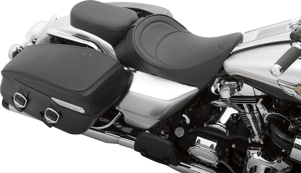 Drag Specialties Backrest Compatible Mild Stitched Solo Seat For Harley Davidson FLHR 1340 1997-1998 56cm Long - Black