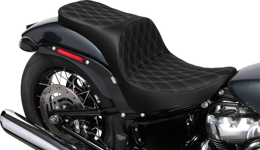 Drag Specialties Freedom Touring Double Diamond Seat For Harley Davidson FLDE 1750 ABS 2018-2020 - Black/Silver