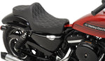 Drag Specialties Predator III Seat For Harley Davidson XL 1200 C 2004-2020 Silver Stitching Double Diamond - Black Silver