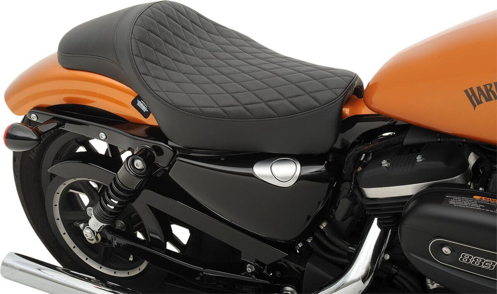 Drag Specialties Extended Reach Predator Solo Seat For Harley Davidson XL 1200 C 2004-2020 Diamond Stitch - Black