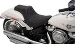 Drag Specialties Predator III Seat For Harley Davidson FLFB 1750 2018-2020 Silver Stitching Double Diamond - Black Silver