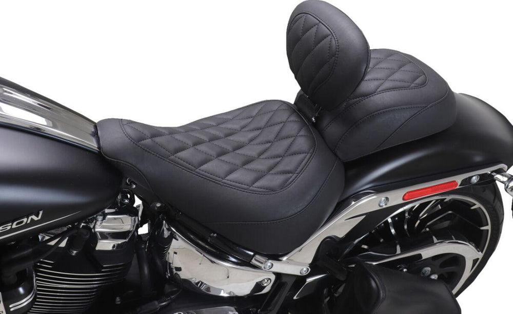 Mustang Wide Tripper Solo Seat With Backrest For Harley Davidson FXBR 1923 2023-2026 - Black