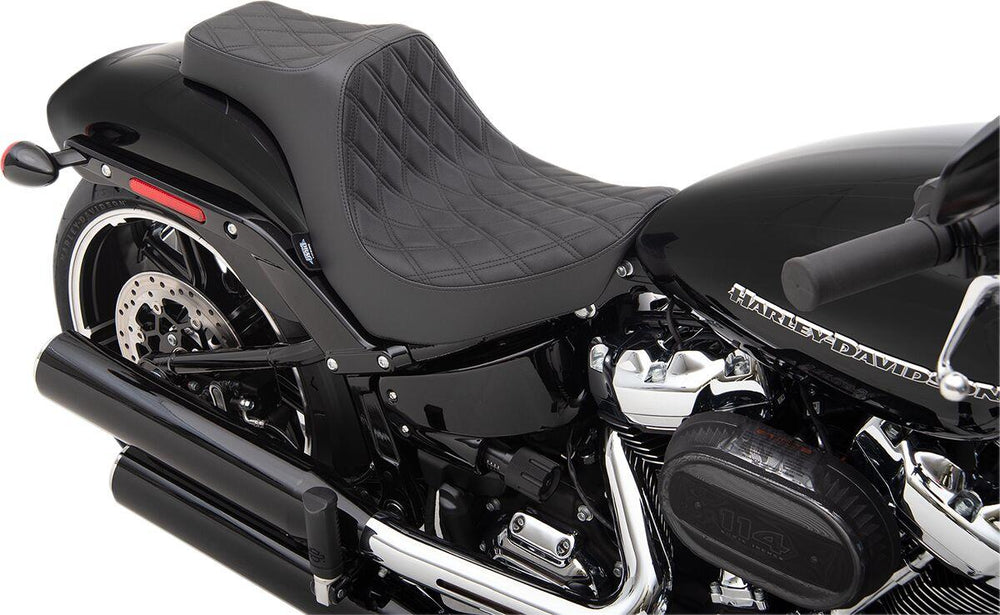 Drag Specialties Predator III Seat For Harley Davidson FXBR 1750 2018-2020 Black Stitching Double Diamond - Black