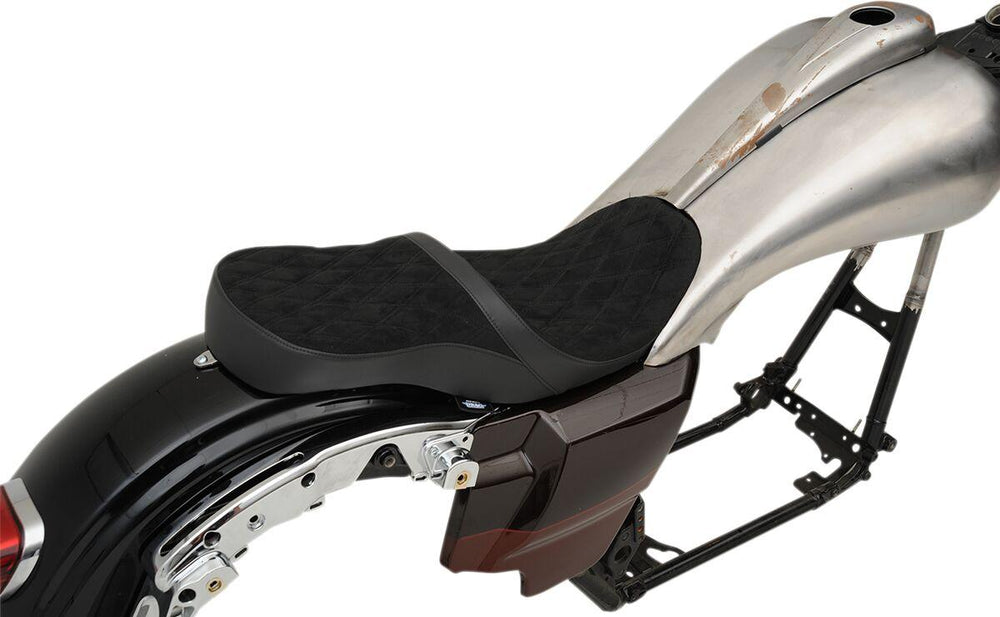 Drag Specialties Low Profile Touring Seat For Harley Davidson FLHR 1584 2010-2011 Suede Double Diamond - Black