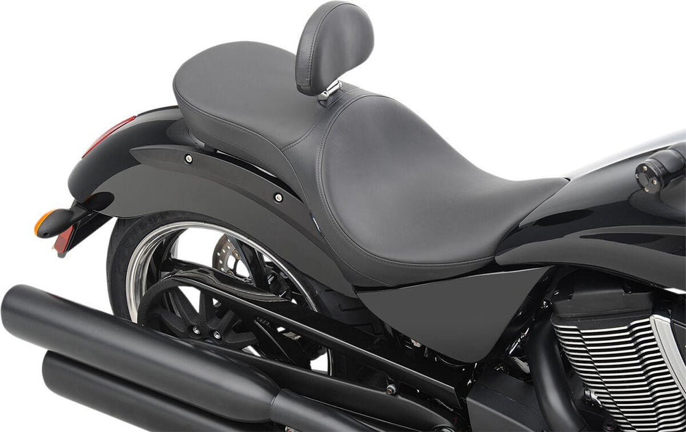 Drag Specialties Ez Glide II Backrest Compatible Low-Profile Leather Touring Seat For Victory High-Ball 106 2012-2016 - Black