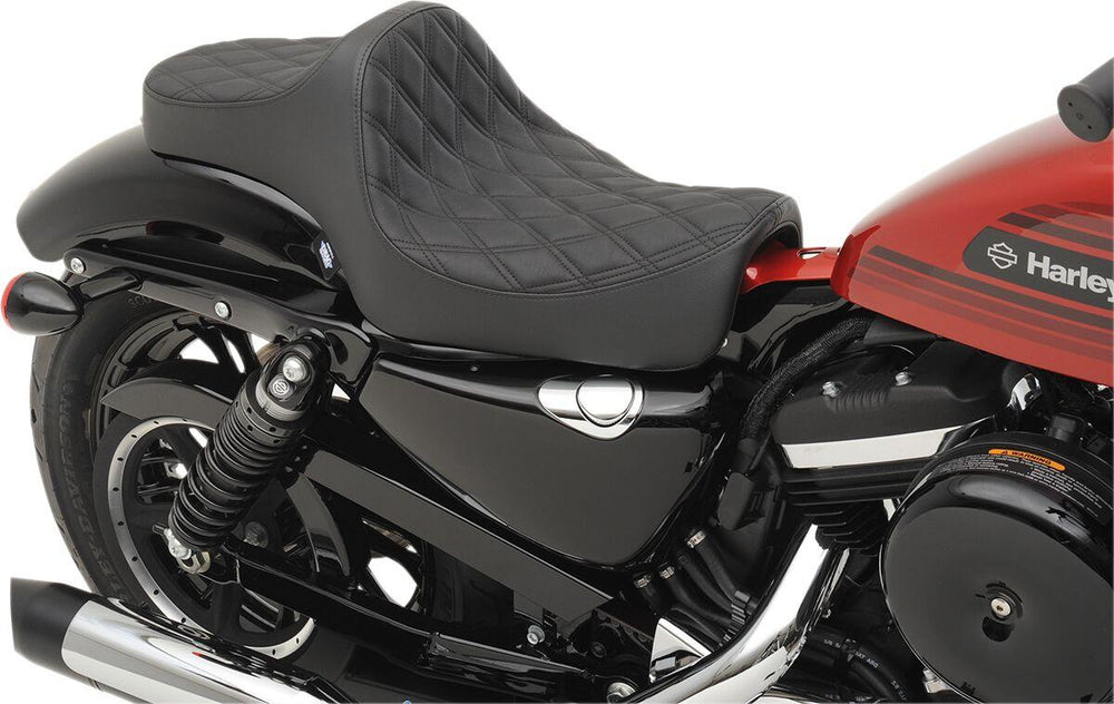 Drag Specialties Predator III Seat For Harley Davidson XL 1200 C 2004-2020 Black Stitching Double Diamond - Black