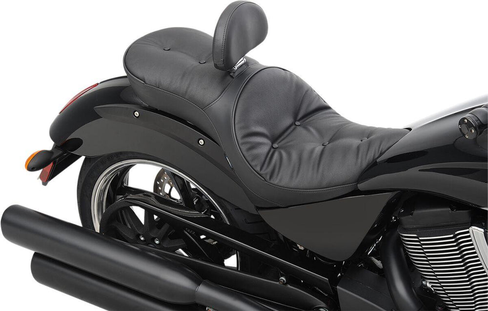 Drag Specialties Ez Glide II Backrest Compatible Low-Profile Leather Touring Seat For Victory High-Ball 106 2012-2016 Pillow - Black