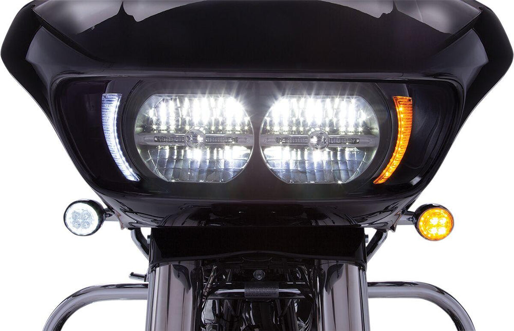 Ciro Fang Headlight Bezels For Harley Davidson FLTRK 1868 ABS 2020-2024 Black Clear