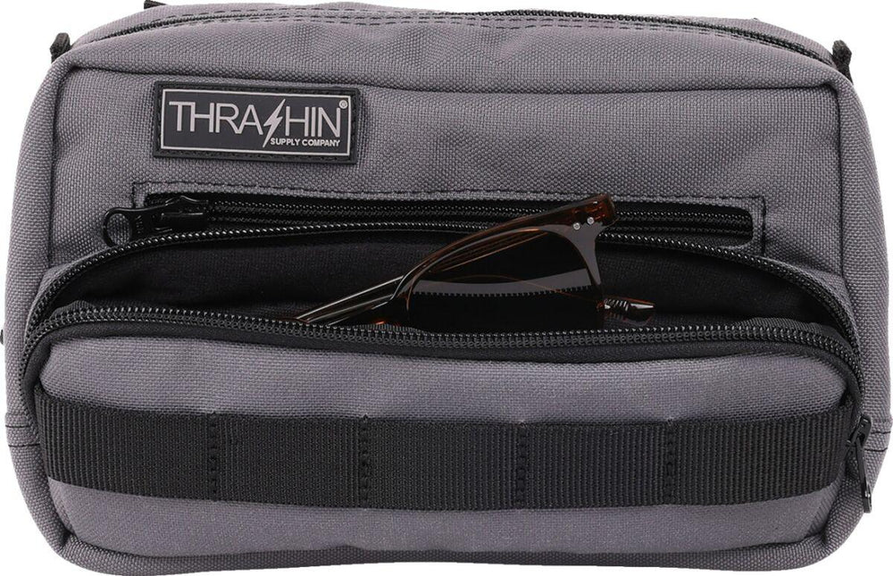 Thrashin Supply Co Handlebar Bag Plus Handlebar Grey/Orange - 12.5cm (5") x 22.9cm (9") x 10 cm (4")