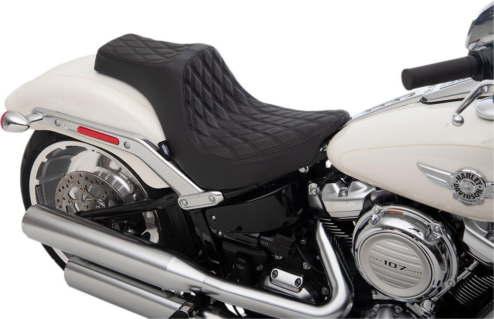 Drag Specialties Predator III Seat For Harley Davidson FLFB 1750 2018-2020 Black Stitching Double Diamond - Black