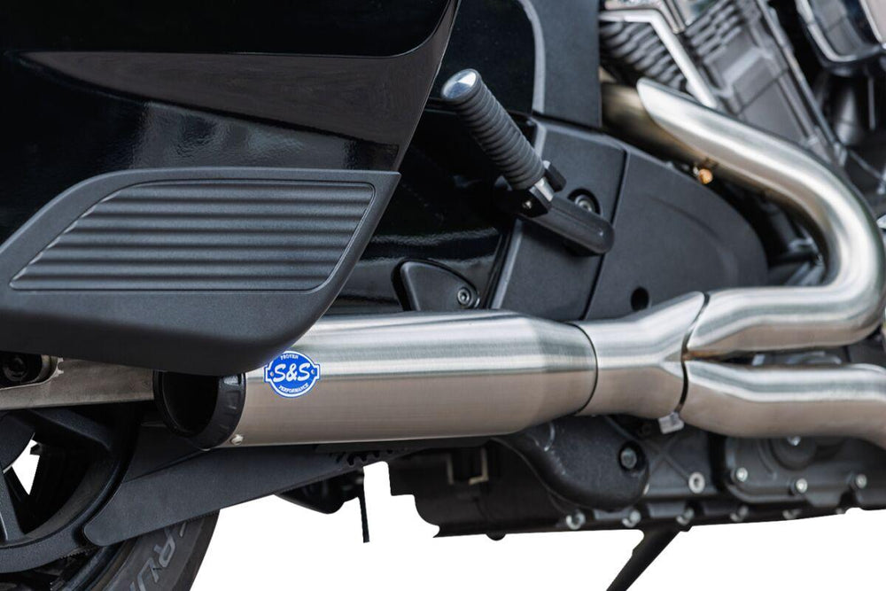 S&S Cycle 2 Into 1 Qualifier Exhaust System For Indian Challenger 108 2020-2023 - Brushed