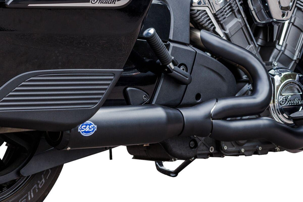 S&S Cycle 2 Into 1 Qualifier Exhaust System For Indian Challenger 108 2020-2023 - Guardian Black