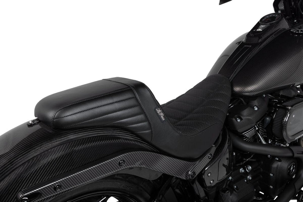 LE Pera Kickflip Seat For Harley Davidson FLSB 1750 ABS 2018-2021 Basketweave/Pleated/Track Pleat Stitch - Black
