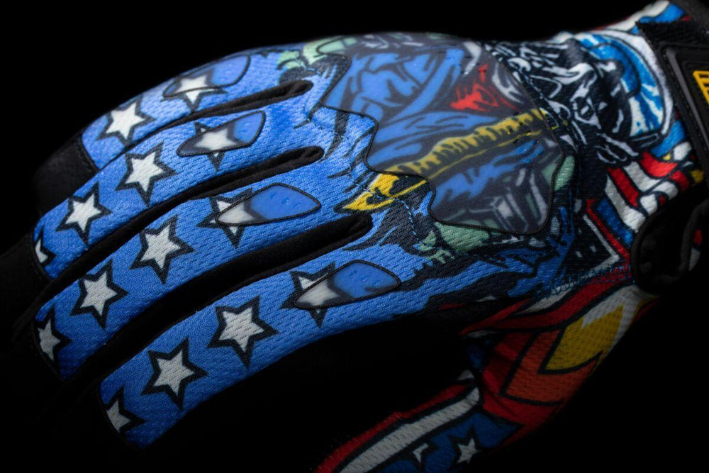 Icon Hooligan CE Flyboy Gloves - Black Blue Red White