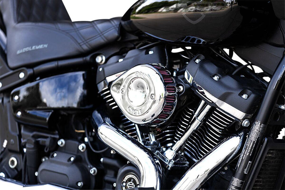 S&S Cycle Mini Teardrop Stealth Air Cleaner Kit For Harley Davidson FLDE 1750 2018-2020 - Chrome