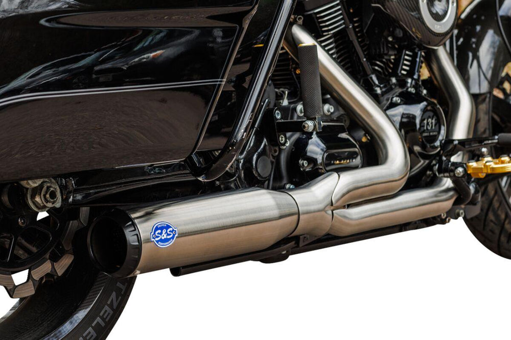 S&S Cycle 2 Into 1 Qualifier Exhaust System For Harley Davidson FLH 1868 2021 - Brushed