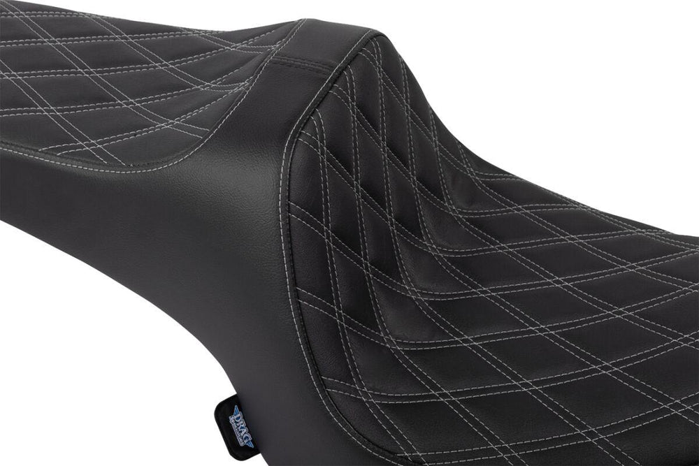 Drag Specialties Predator III Double Diamond Seat For Indian Challenger 108 ABS 2020-2025 - Black/Silver