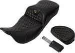 Saddlemen Honeycomb Roadsofa Seat With Backrest For Harley Davidson FLH 1868 2021 - Black/Gold (Driver Seat Length: 44.5 cm)
