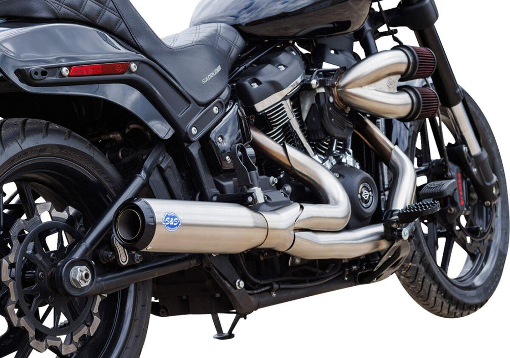 S&S Cycle 2 Into 1 Qualifier Exhaust System For Harley Davidson FLDE 1750 2018-2020 - Brushed