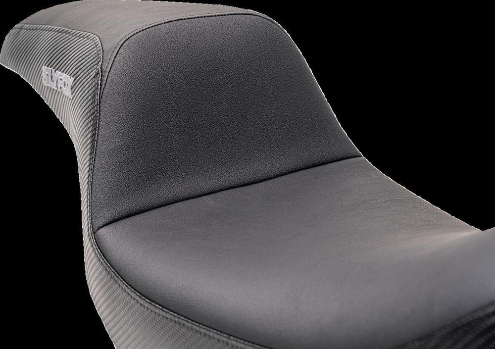 Slyfox The Drifter Seat For Harley Davidson FXD 1340 1996-1998 Carbon Fiber/Gray Logo/Smooth - Black/Grey