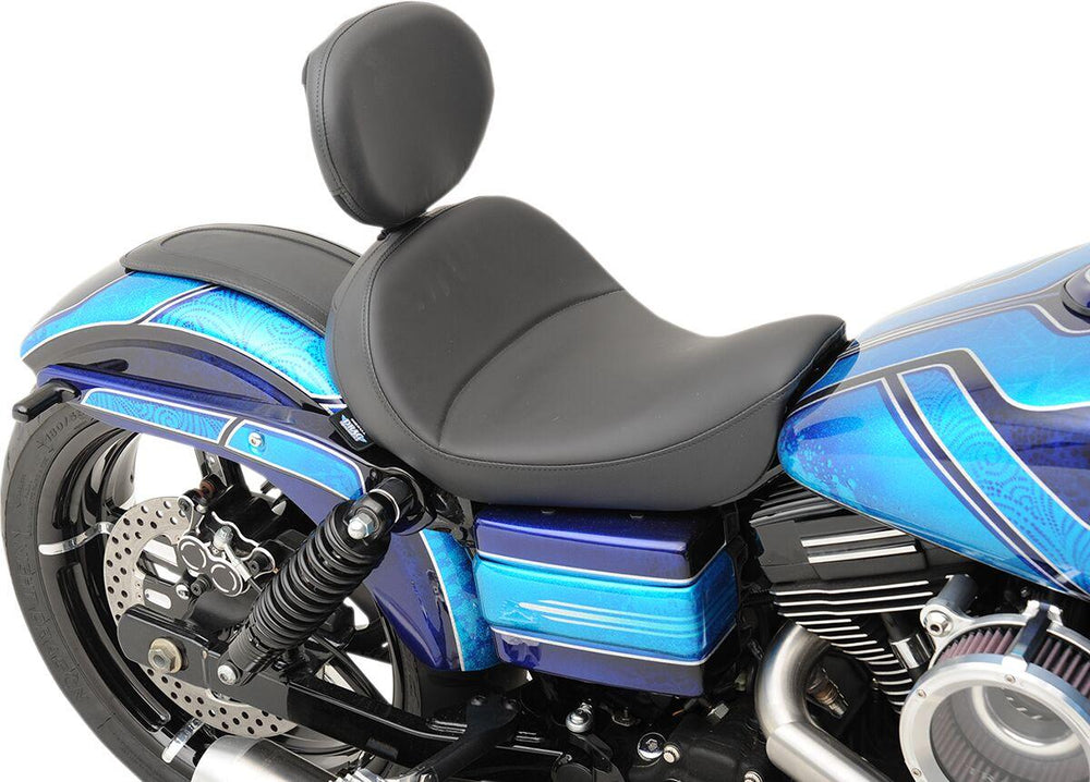 Drag Specialties Solo Seat with EZ Glide II Backrest Option For Harley Davidson FLD 1690 2012-2013 Mild Stitched - Black