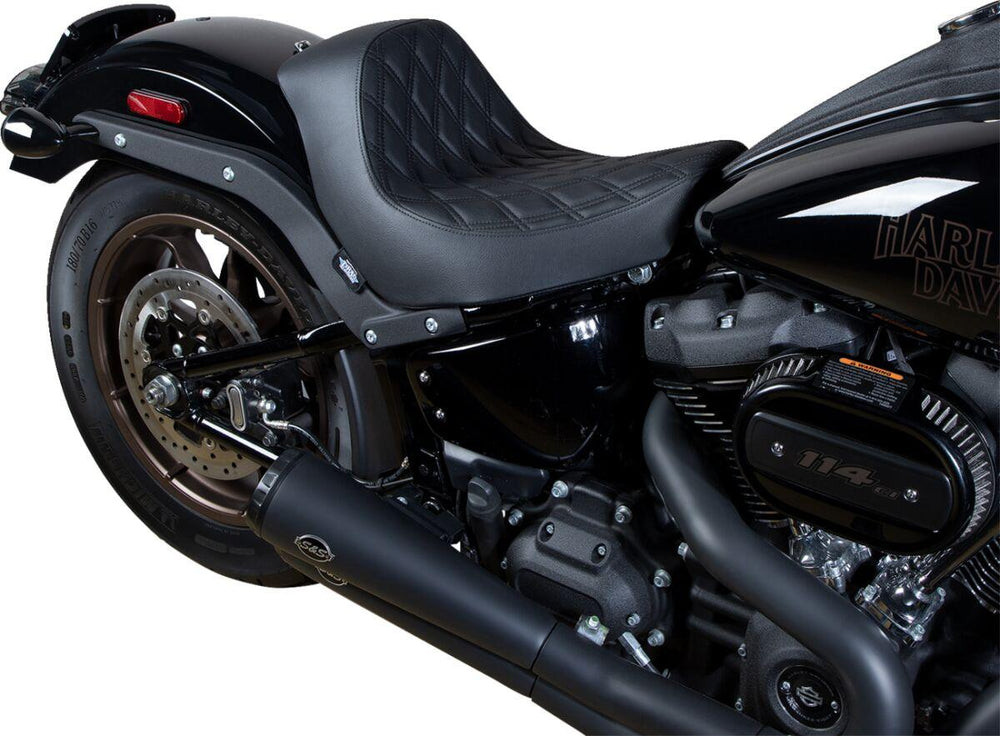 Drag Specialties Solo Seat For Harley Davidson FLSB 1750 2018-2020 Black Stitching Double Diamond - Black