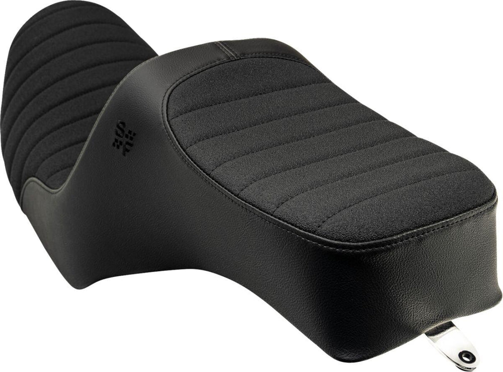 Slyfox High Noon Seat For Harley Davidson FXR1340 1986-1994 Classic Silver Stitch - Black