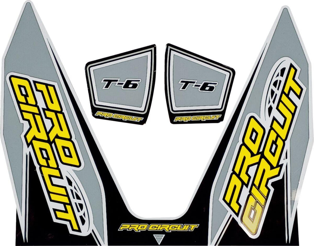 Pro Circuit T-6 Exhaust Decals - Black Grey White Yellow