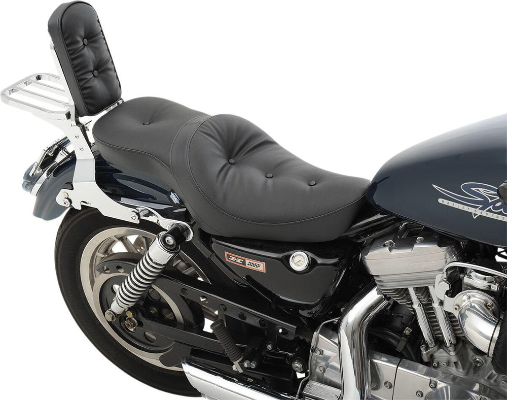 Drag Specialties Low-Profile Double Bucket 2 Up Vinyl Seat For Harley Davidson XL 1200 C 1996-2003 Pillow - Black