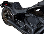 Drag Specialties Solo Seat For Harley Davidson FLSB 1750 2018-2023 Silver Stitching Double Diamond - Black Silver