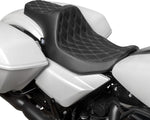 Drag Specialties Predator III 2-Up Seat For Harley Davidson FLHX 1923 ABS 2024-2026 Double Diamond - Black/Silver