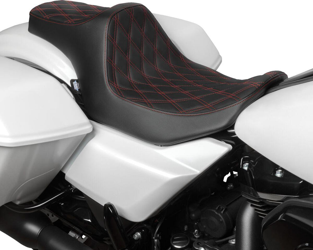 Drag Specialties Predator III Seat For Harley Davidson FLHX 1923 ABS 2024-2026 Double Diamond - Black/Red