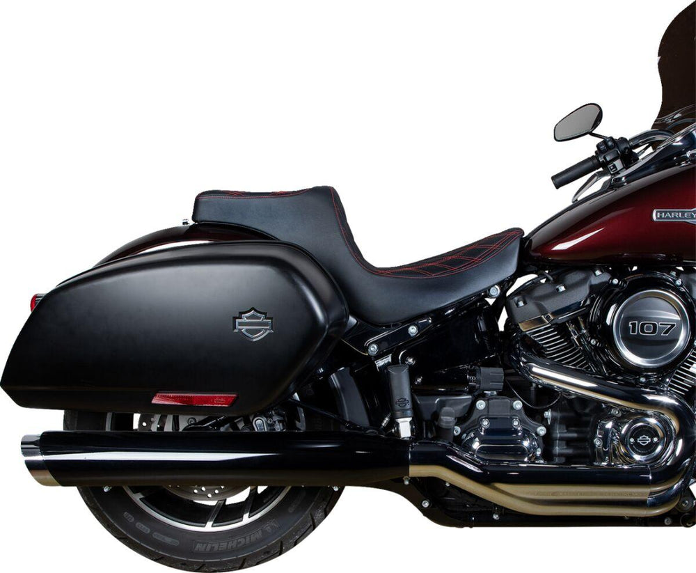Drag Specialties Predator III Seat For Harley Davidson FLSB 1750 2018-2021 Red Stitching Double Diamond - Black Red