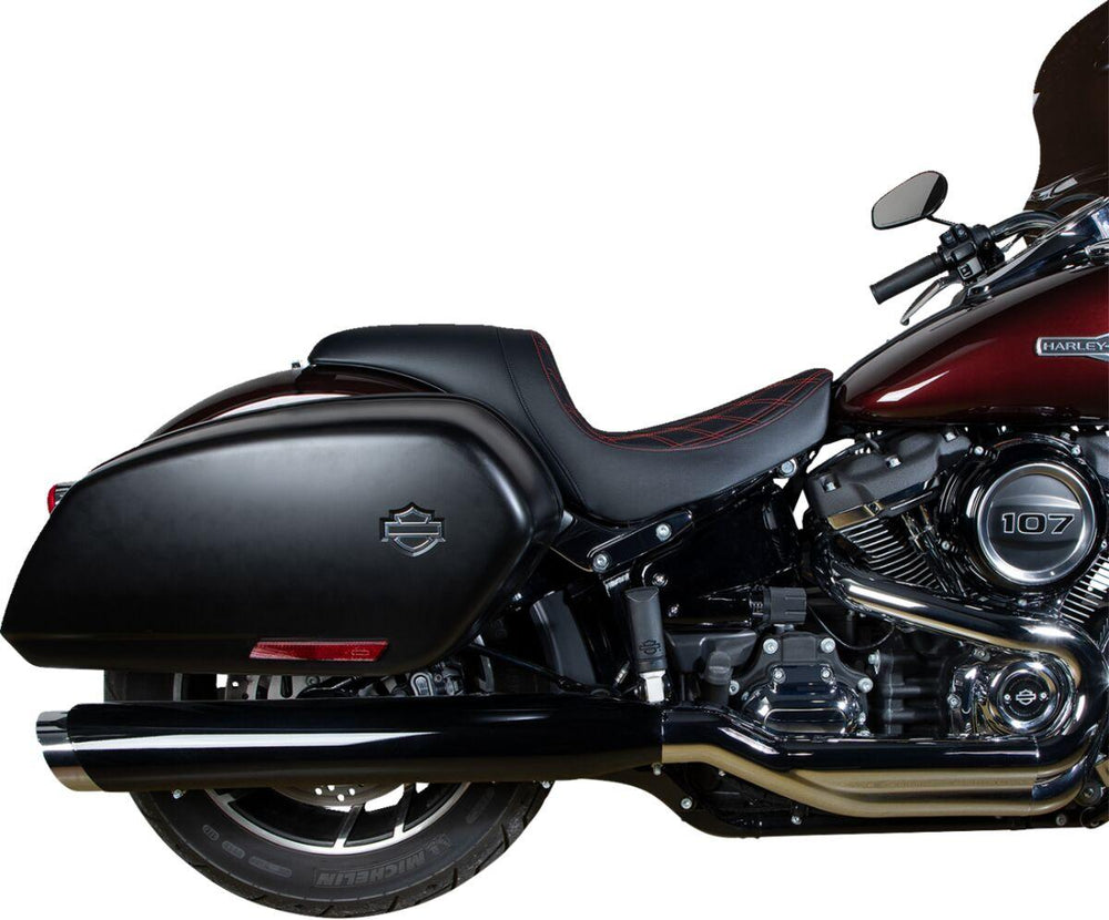 Drag Specialties Predator Seat For Harley Davidson FLSB 1750 2018-2021 Red Stitching Double Diamond - Black