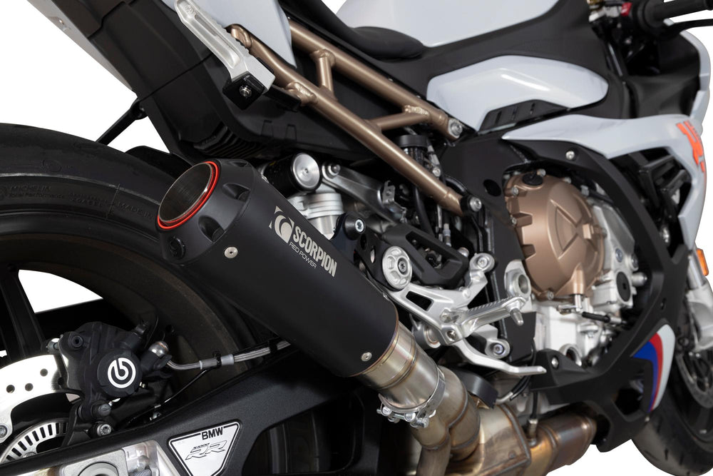 Scorpion Red Power Slip-On Black Ceramic For BMW S1000 R 2021-2024