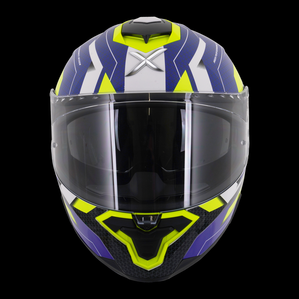 Axor Brutale Full Face Helmet With Dual Spoiler - Plexus Blue Fluo Yellow