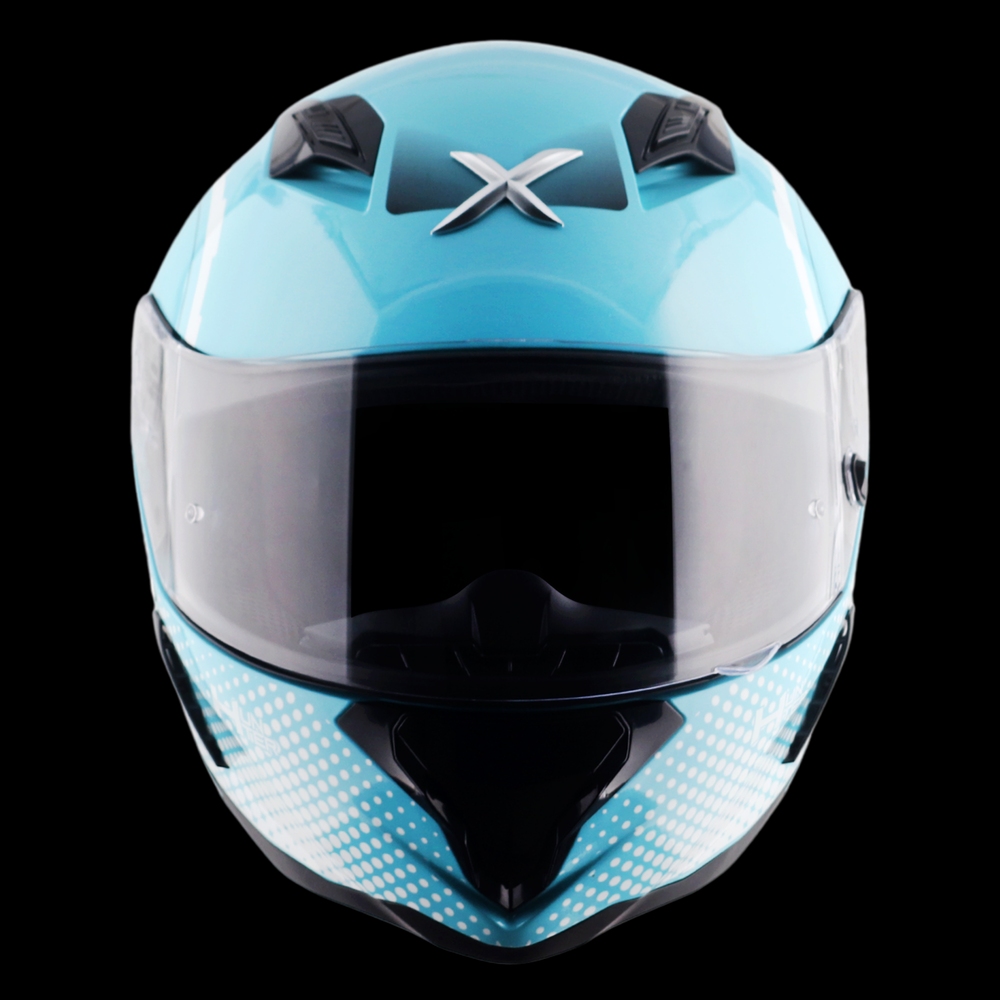 Axor Hunter SH890 Full Face Helmet - Spear Blue White Gloss
