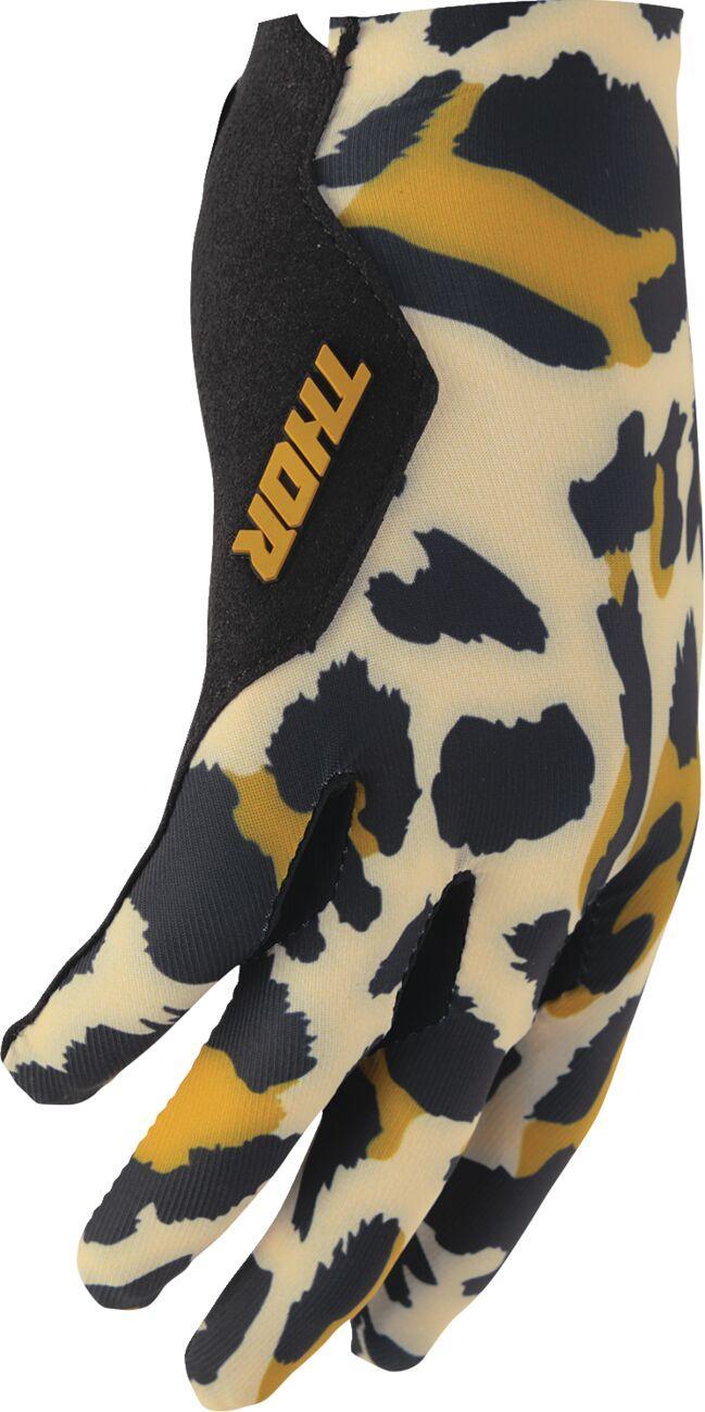 Thor Womens Sportmode Cheetah Gloves - Black/Orange/Tan